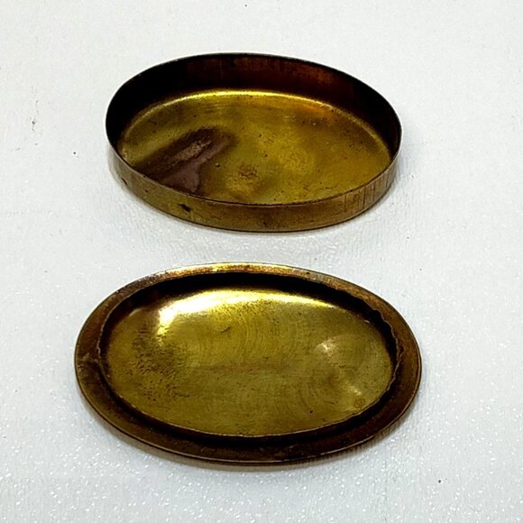 Pill Box Mother-of-Pearl Inlay Hand-Crafted Brass English Edwardian Circa 1900 - Picture 4 of 7